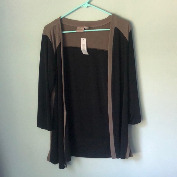 NWT chico's easywear color block jacket texas taupe black - Picture 1 of 5